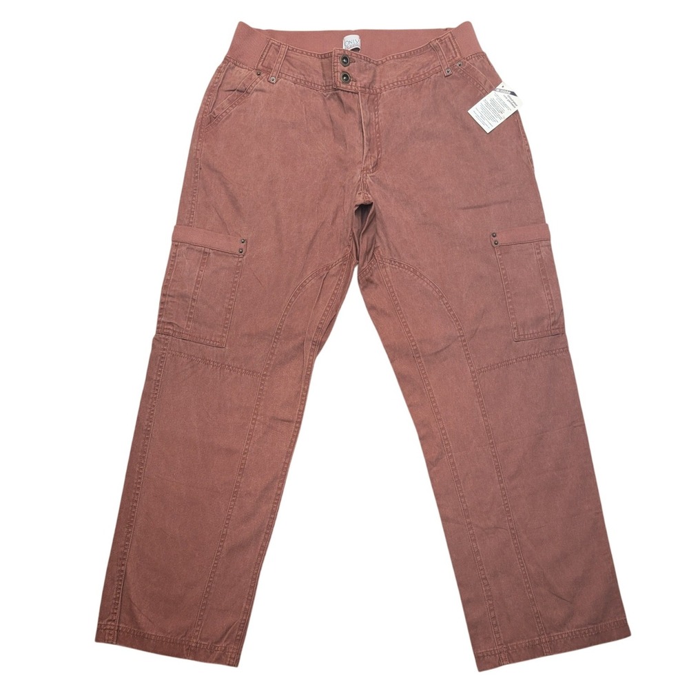 NWT Only Necessities Cargo Pants Women 16W Rose Pink Cotton Utility Straight Leg